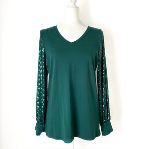 Kim Gravel Jingle Belles Sequin Sleeve Blouse
